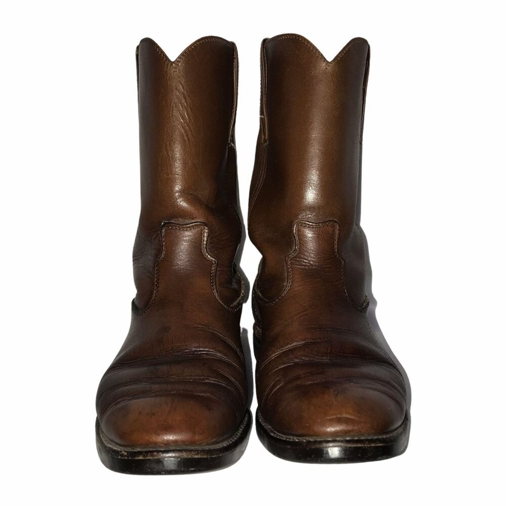 Justin Shortie Oil Proof Mens Western Boots 8.5D Brown Leather Workboots - Picture 2 of 10